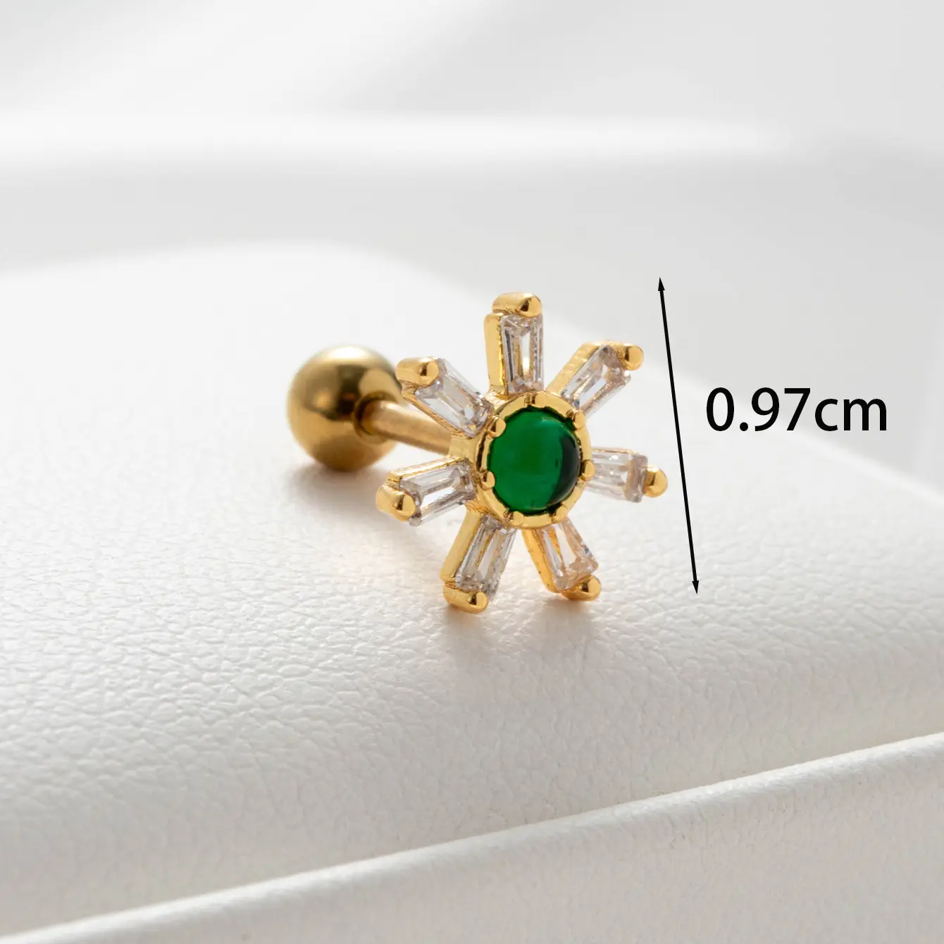 1 Piece Simple Series  Flower Titanium Steel  18K Gold Plated Zircon Women's Stud Earrings h5 